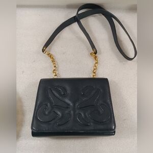 Vintage Carla Mancini Italian Leather Shoulder Crossbody Bag Navy Blue